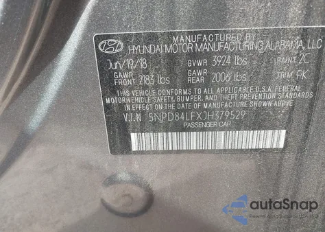 2018 Hyundai Elantra Sel from USA, damaged, VIN 5NPD84LFXJH379529